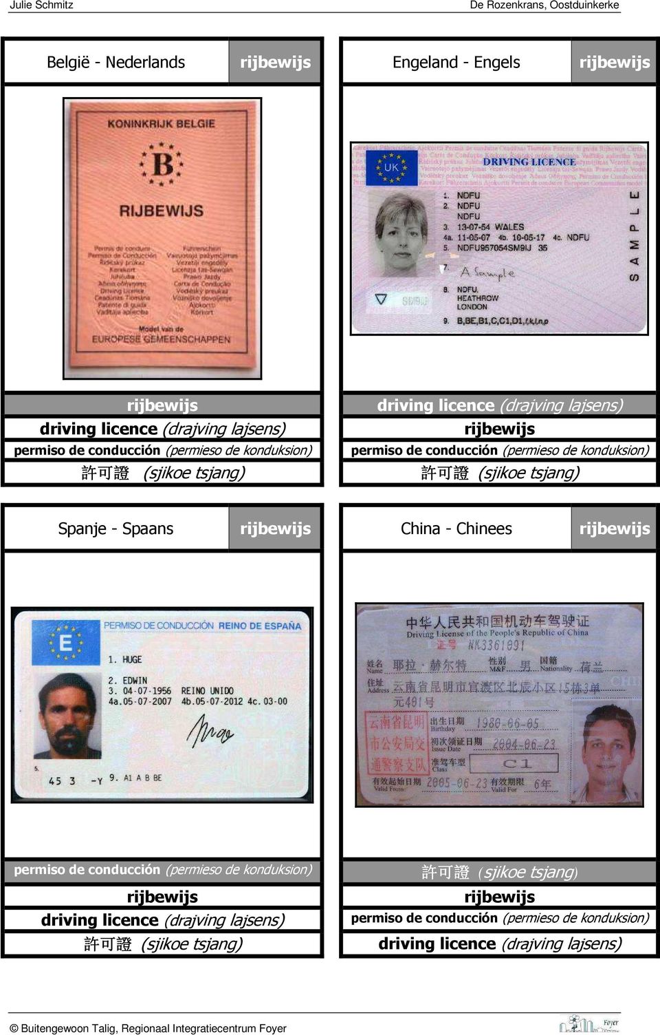 tsjang) Spanje - Spaans rijbewijs China - Chinees rijbewijs permiso de conducción (permieso de konduksion) rijbewijs driving licence