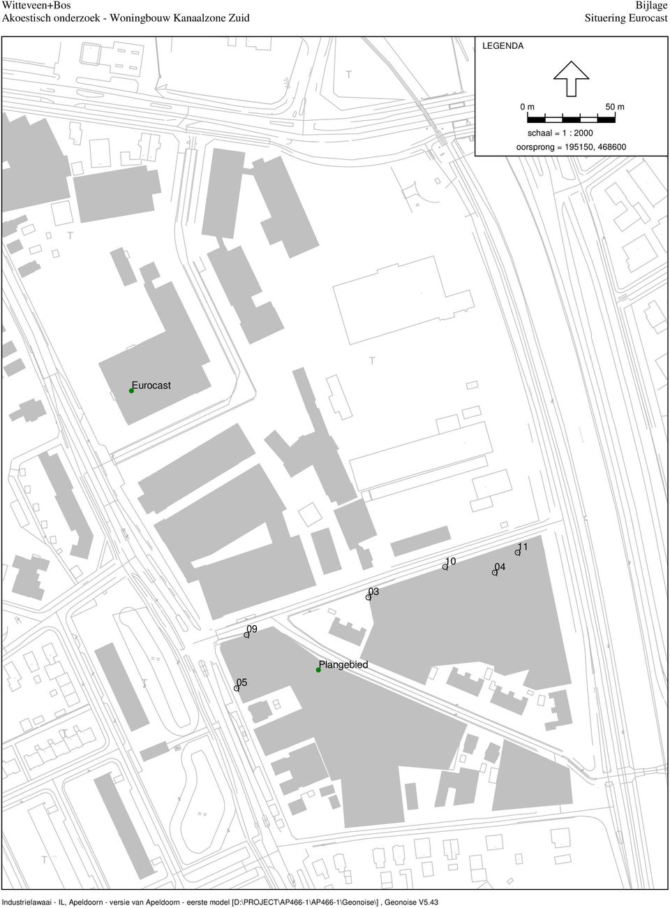 m 0 m schaal = 1 : 2000 oorsprong =, 00 Condorweg Eurocast Apeldoorns Kanaal 0 11 Mezenweg 0 09 Plangebied 0 Cort van der Lind.