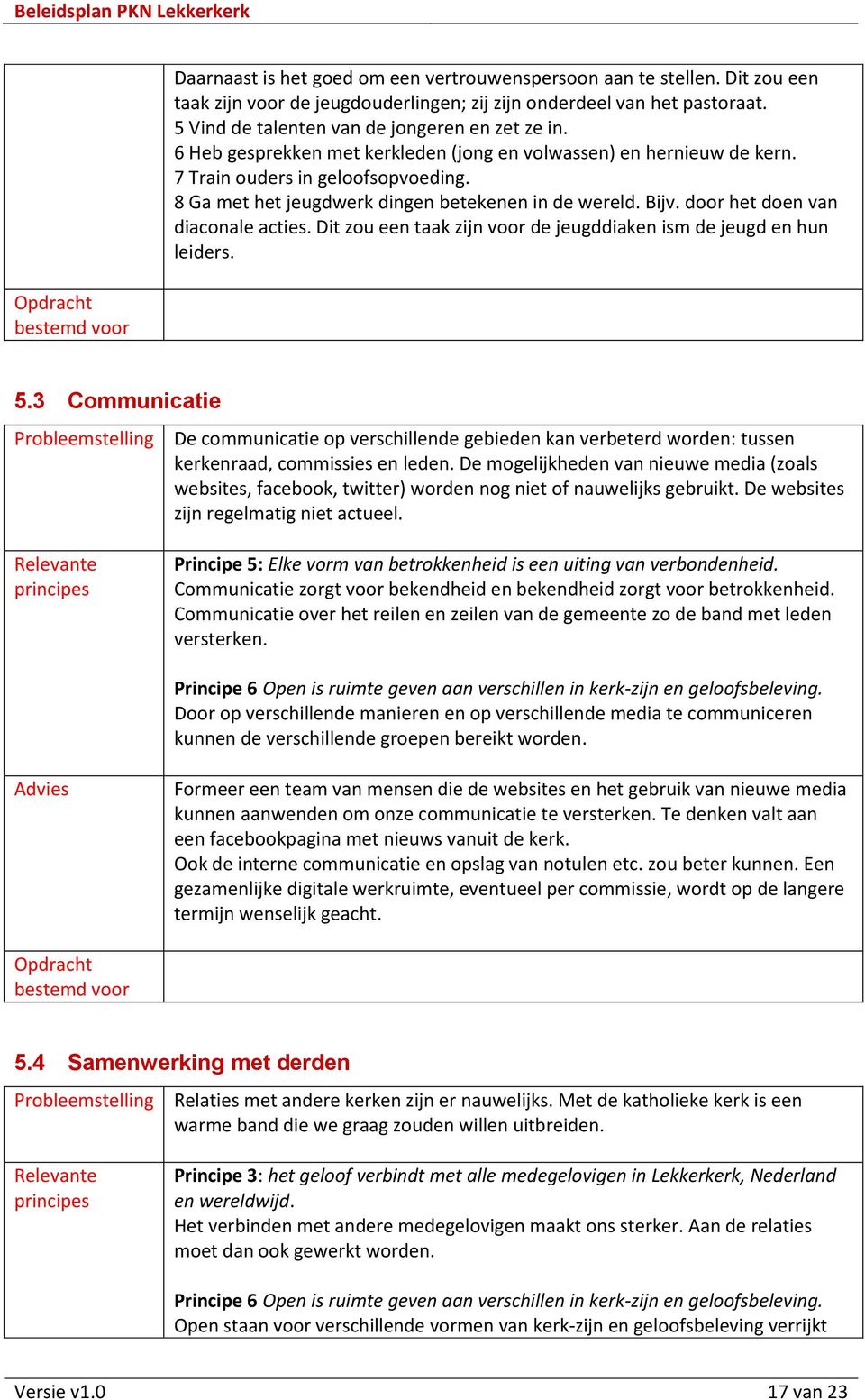 8 Ga met het jeugdwerk dingen betekenen in de wereld. Bijv. door het doen van diaconale acties. Dit zou een taak zijn voor de jeugddiaken ism de jeugd en hun leiders. 5.