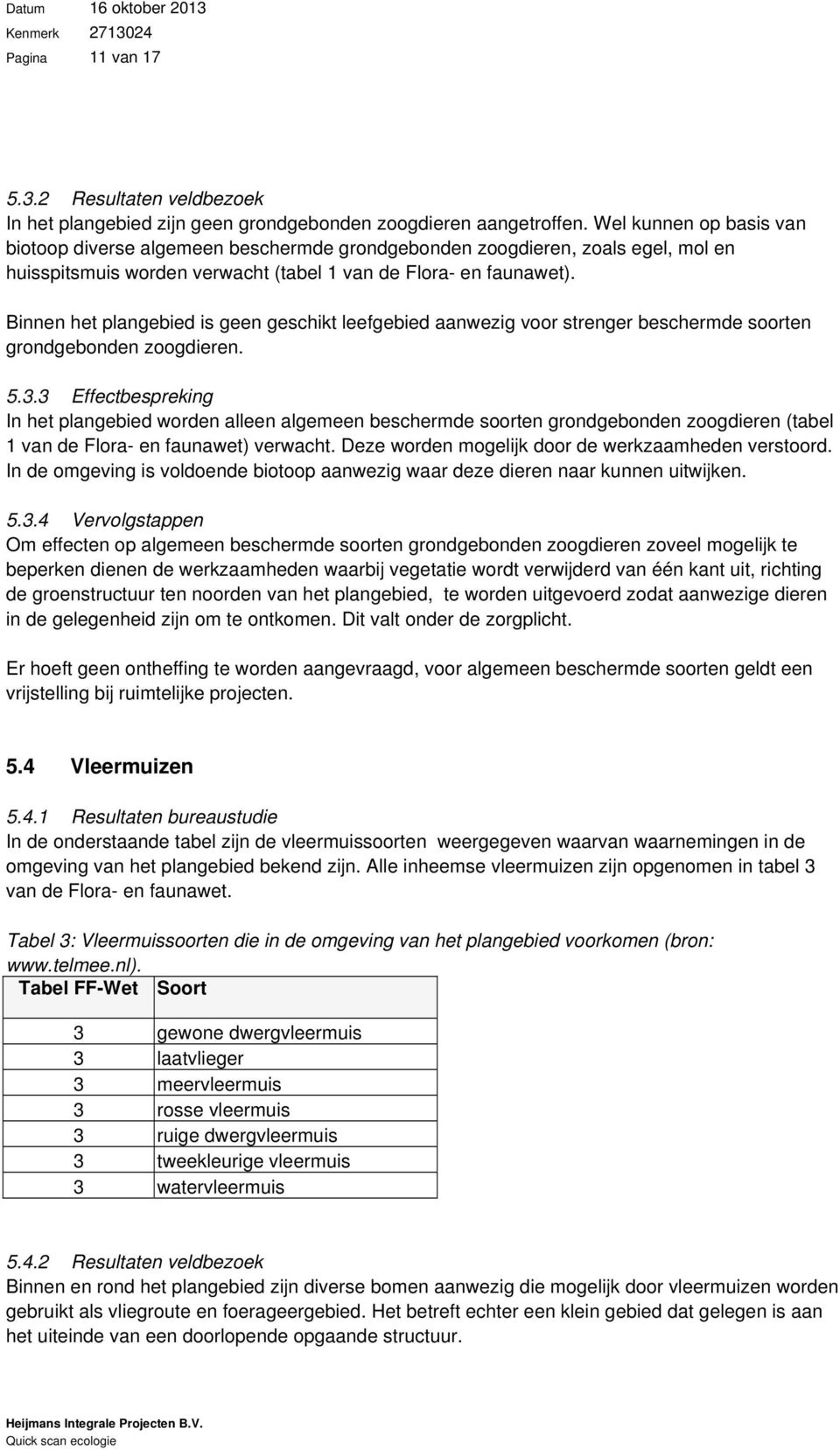 Binnen het plangebied is geen geschikt leefgebied aanwezig voor strenger beschermde soorten grondgebonden zoogdieren. 5.3.