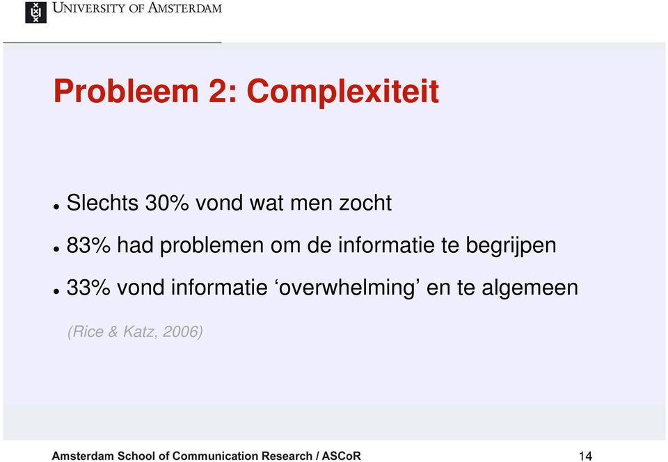 informatie te begrijpen 33% vond informatie