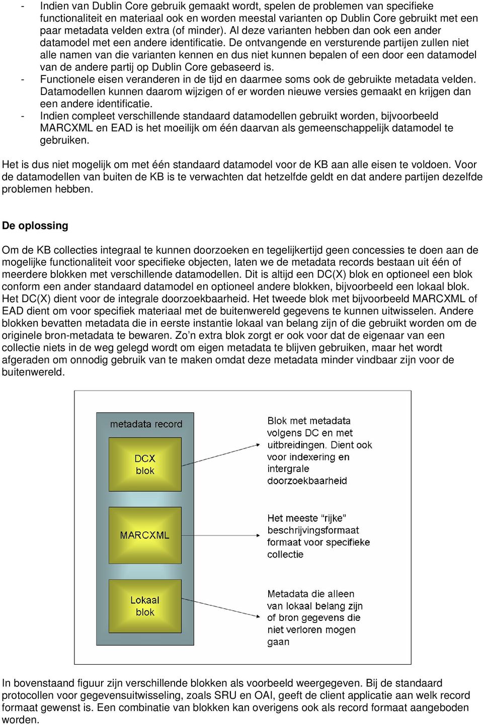 De ontvangende en versturende partijen zullen niet alle namen van die varianten kennen en dus niet kunnen bepalen of een door een datamodel van de andere partij op Dublin Core gebaseerd is.