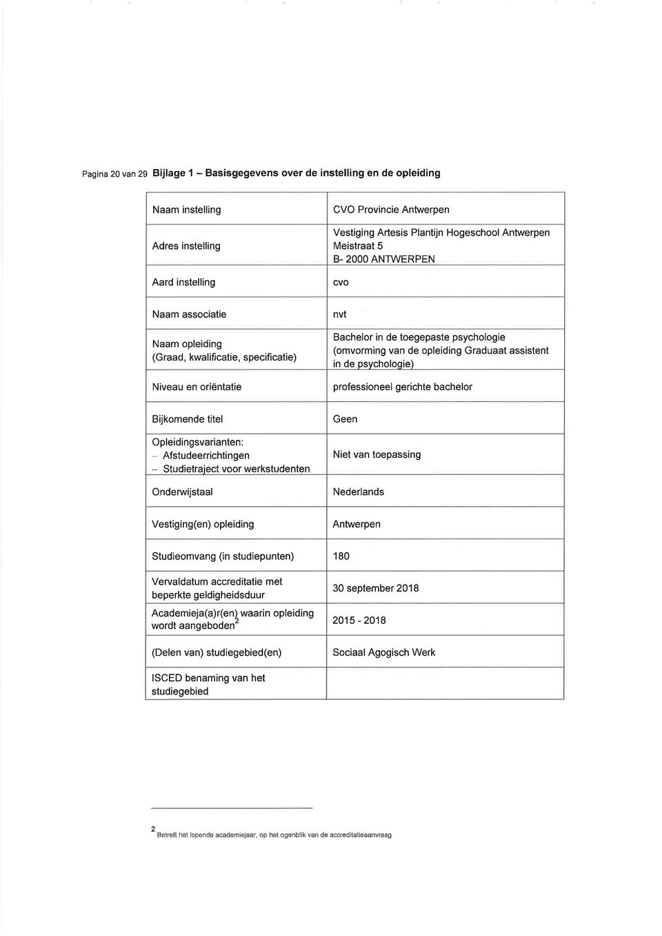 Graduaat assistent in de osvcholooie) professioneel gerichte bachelor Bijkomende titel Opleidingsvarianten: Afstudeerrichtingen - Studietraiect voor werkstudenten Onderwijstaal Geen Niet van