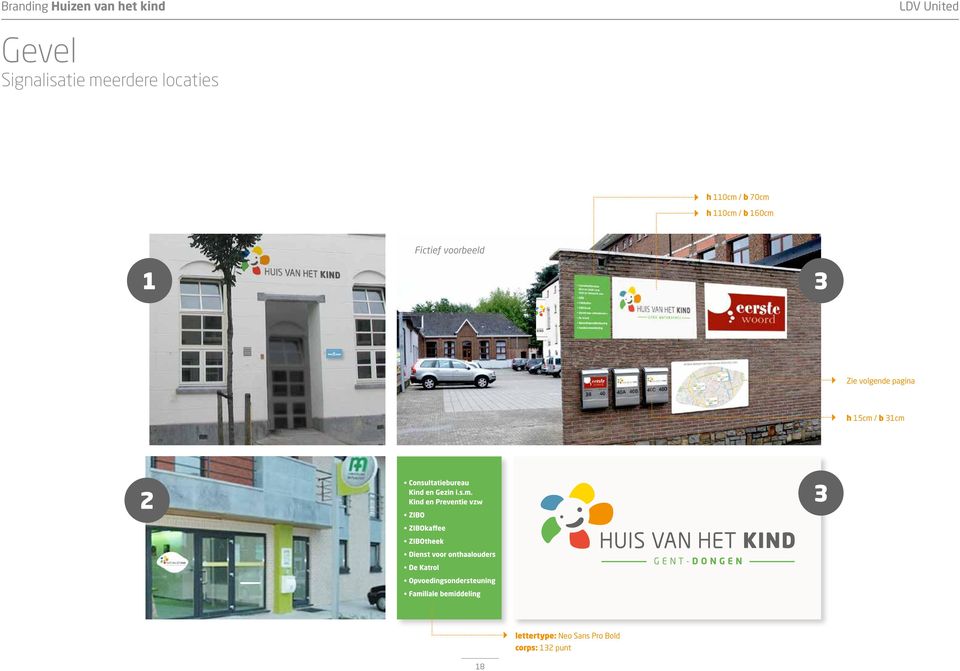 Signalisatie meerdere locaties h 110cm / b 70cm h 110cm / b 160cm Fictief