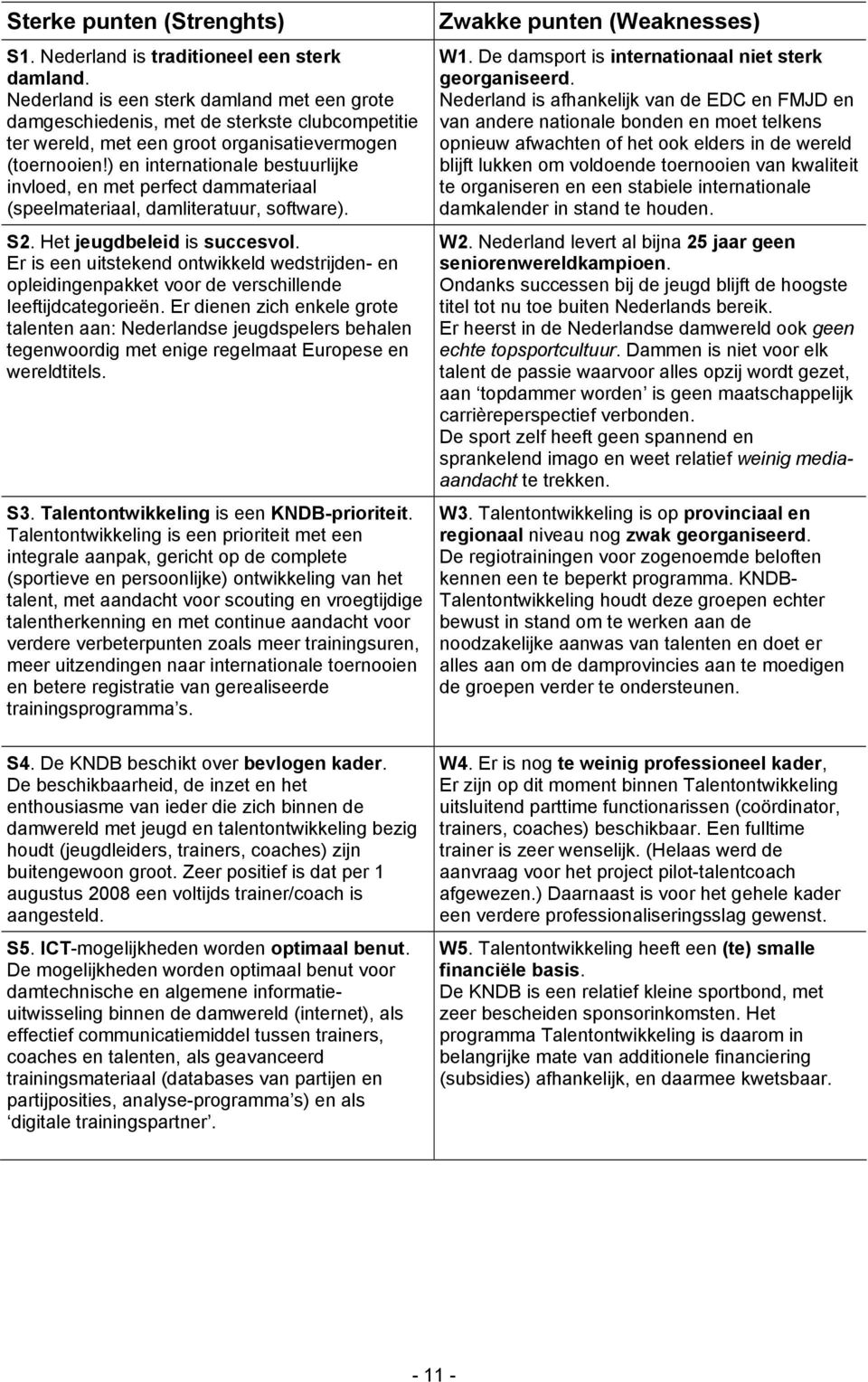 ) en internationale bestuurlijke invloed, en met perfect dammateriaal (speelmateriaal, damliteratuur, software). S2. Het jeugdbeleid is succesvol.