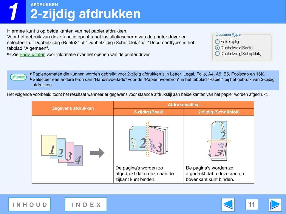 "Algemeen". Zie Basis printen voor informatie over het openen van de printer driver.