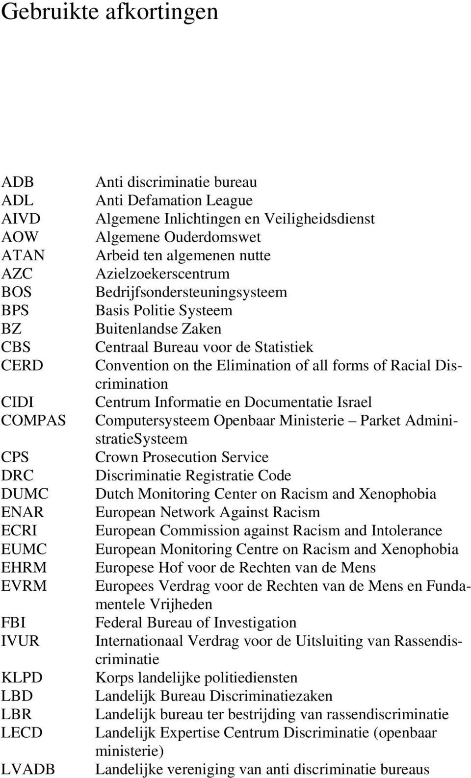 voor de Statistiek Convention on the Elimination of all forms of Racial Discrimination Centrum Informatie en Documentatie Israel Computersysteem Openbaar Ministerie Parket AdministratieSysteem Crown