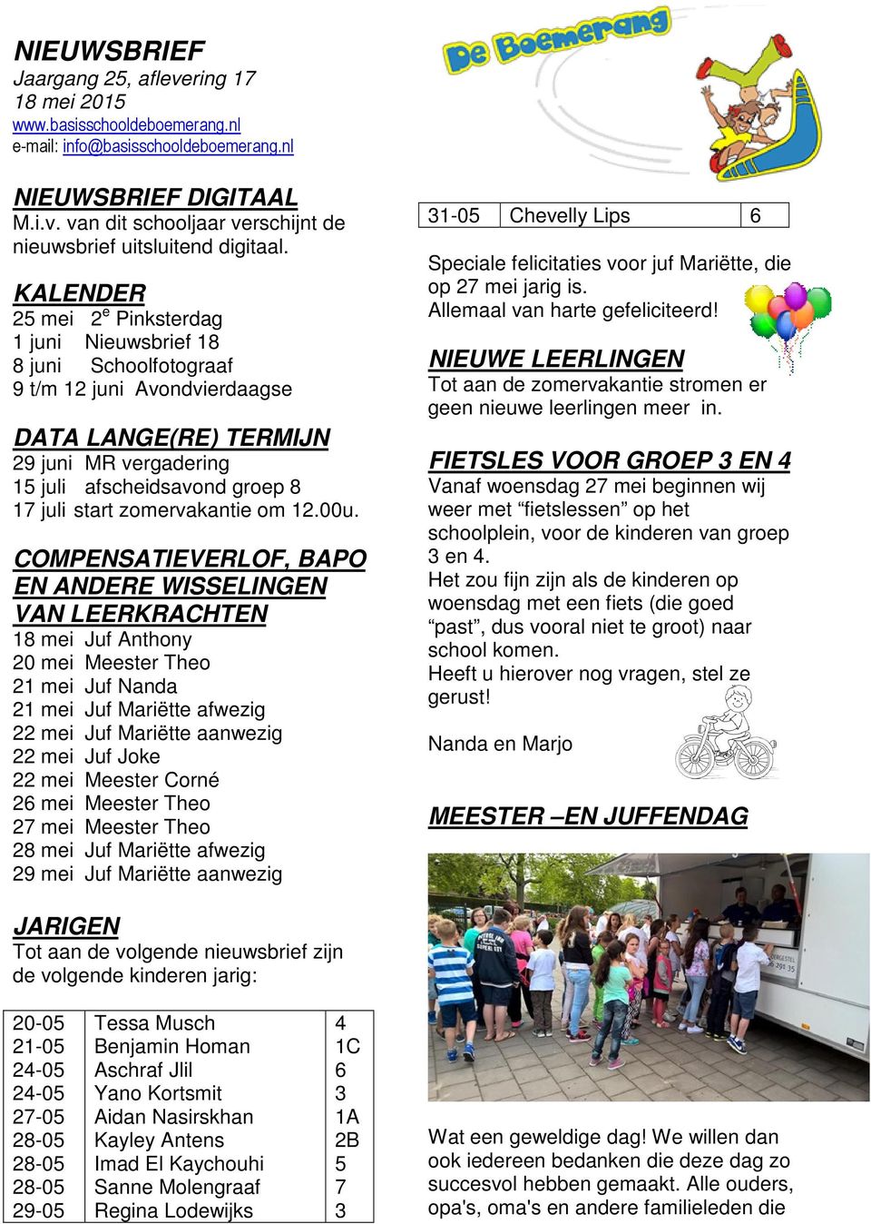 zomervakantie om 12.00u.