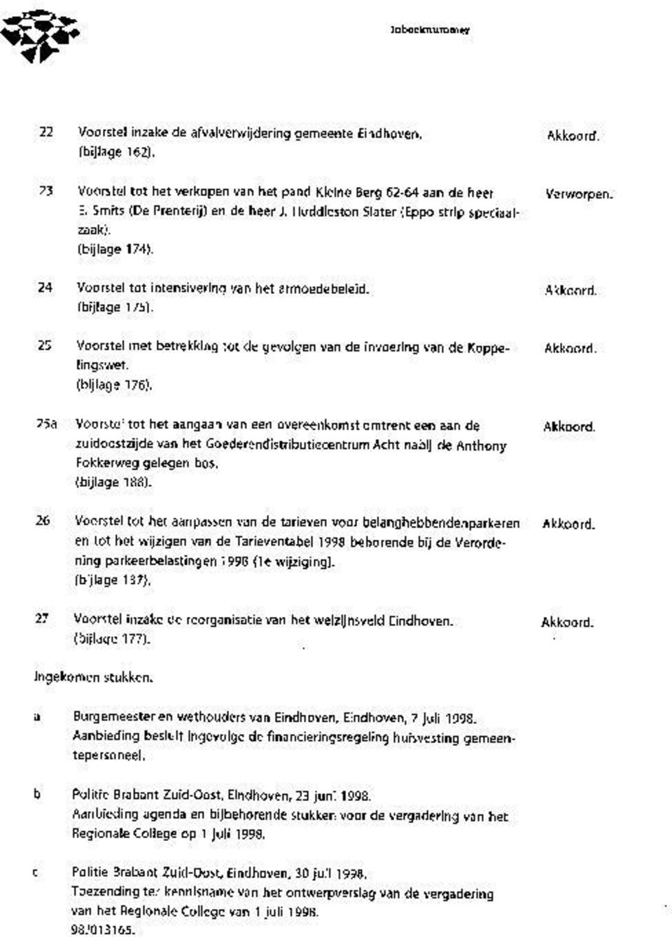25 Voorstel met betrekking tot de gevolgen van de invoering van de Koppe- ling s wet. (bijlage 176).
