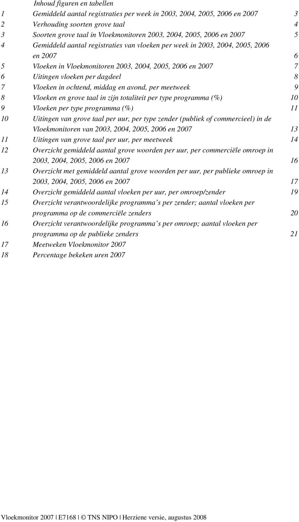 Vloeken in ochtend, middag en avond, per meetweek 9 8 Vloeken en grove taal in zijn totaliteit per type programma (%) 10 9 Vloeken per type programma (%) 11 10 Uitingen van grove taal per uur, per