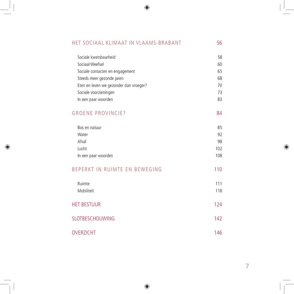 70 Sociale voorzieningen 73 In een paar woorden 83 Groene provincie?