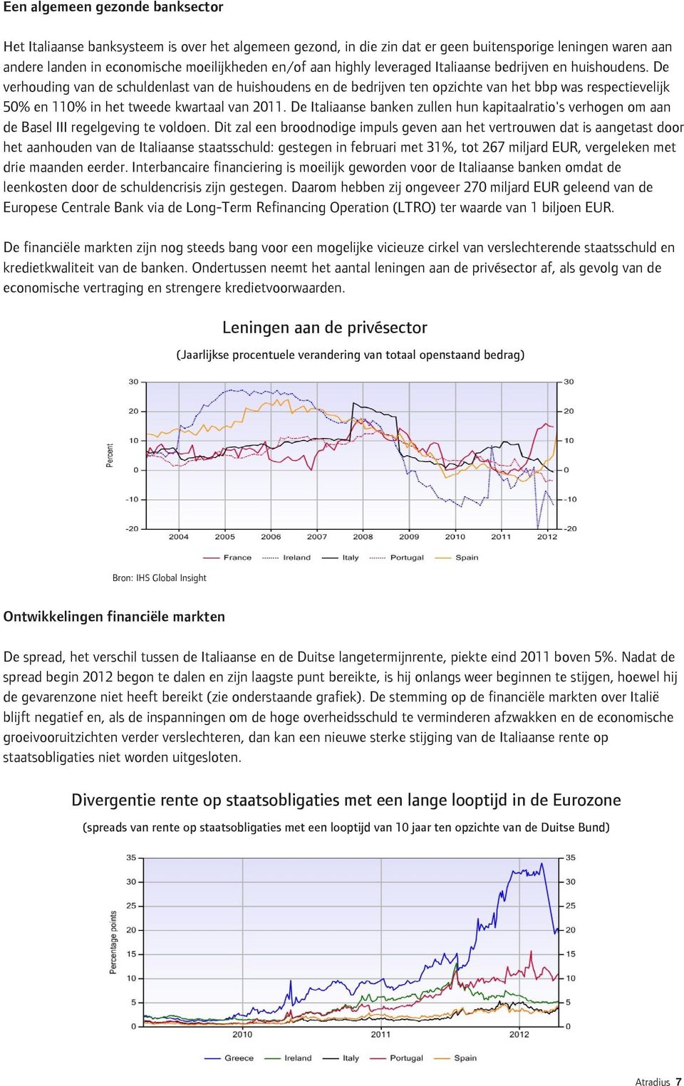 De verhouding van de schuldenlast van de huishoudens en de bedrijven ten opzichte van het bbp was respectievelijk 50% en 110% in het tweede kwartaal van 2011.