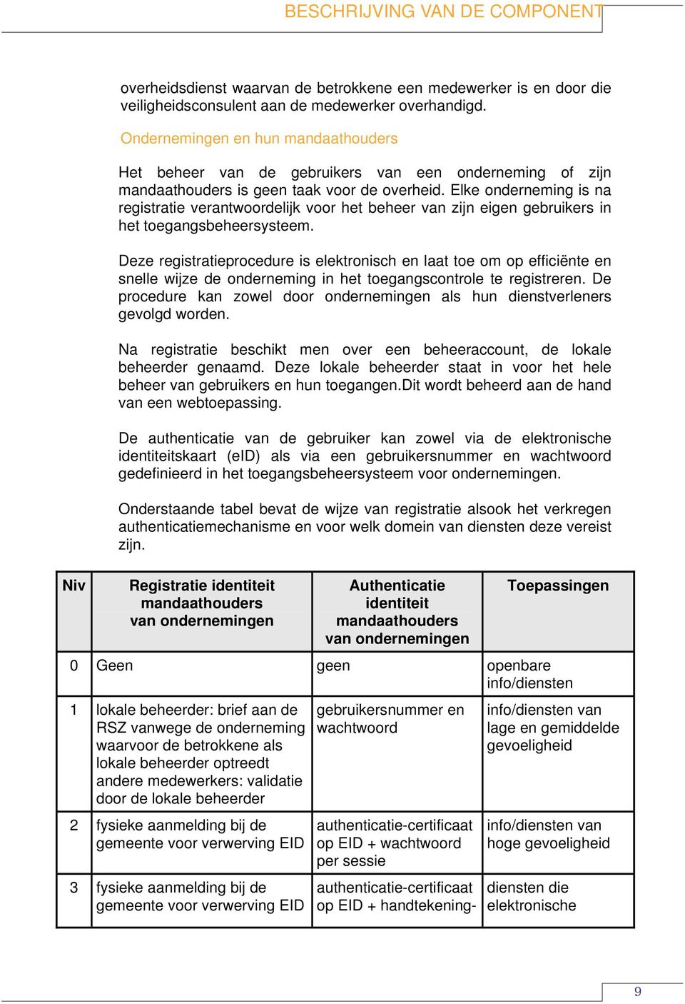 Elke onderneming is na registratie verantwoordelijk voor het beheer van zijn eigen gebruikers in het toegangsbeheersysteem.