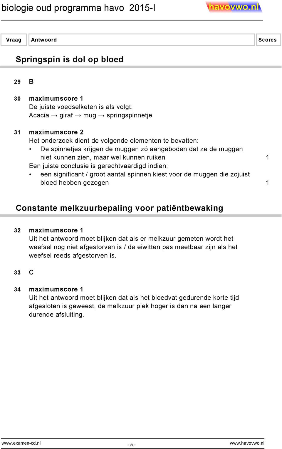 voor de muggen die zojuist bloed hebben gezogen 1 Constante melkzuurbepaling voor patiëntbewaking 32 maximumscore 1 Uit het antwoord moet blijken dat als er melkzuur gemeten wordt het weefsel nog