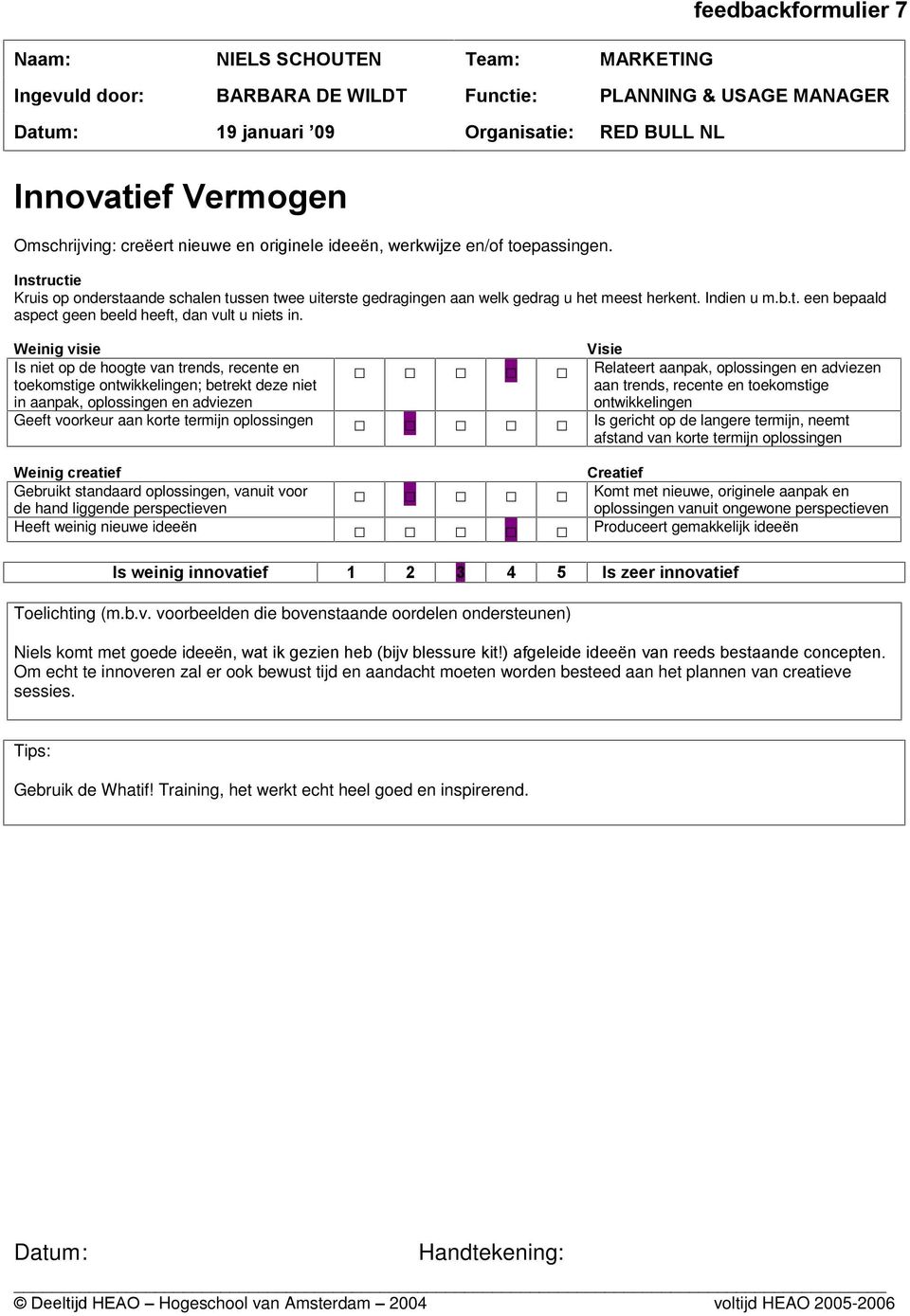 recente en komstige ontwikkelingen Geeft voorkeur aan korte termijn oplossingen Is gericht op de langere termijn, neemt afstand van korte termijn oplossingen Weinig creatief Gebruikt standaard