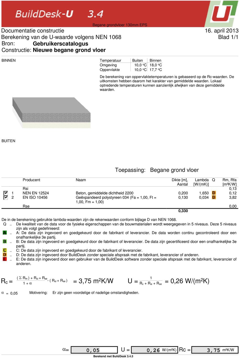 Oppervlakte 10,0 o C 17,7 o C De berekening van oppervlaktetemperaturen is gebaseerd op de Rc-waarden. De uitkomsten hebben daarom het karakter van gemiddelde waarden.