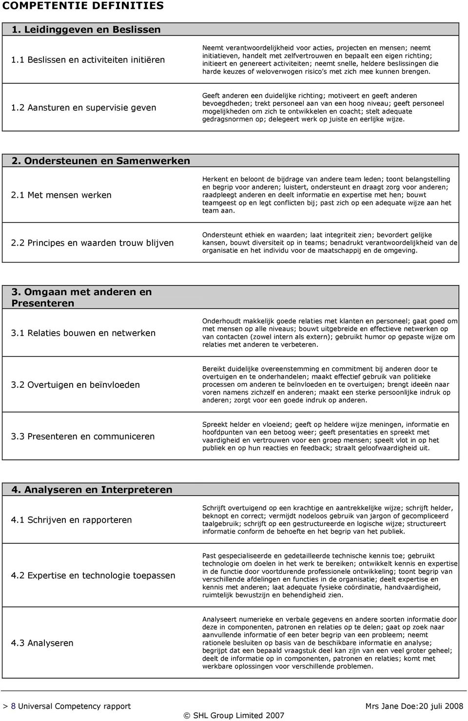 activiteiten; neemt snelle, heldere beslissingen die harde keuzes of weloverwogen risico s met zich mee kunnen brengen. 1.