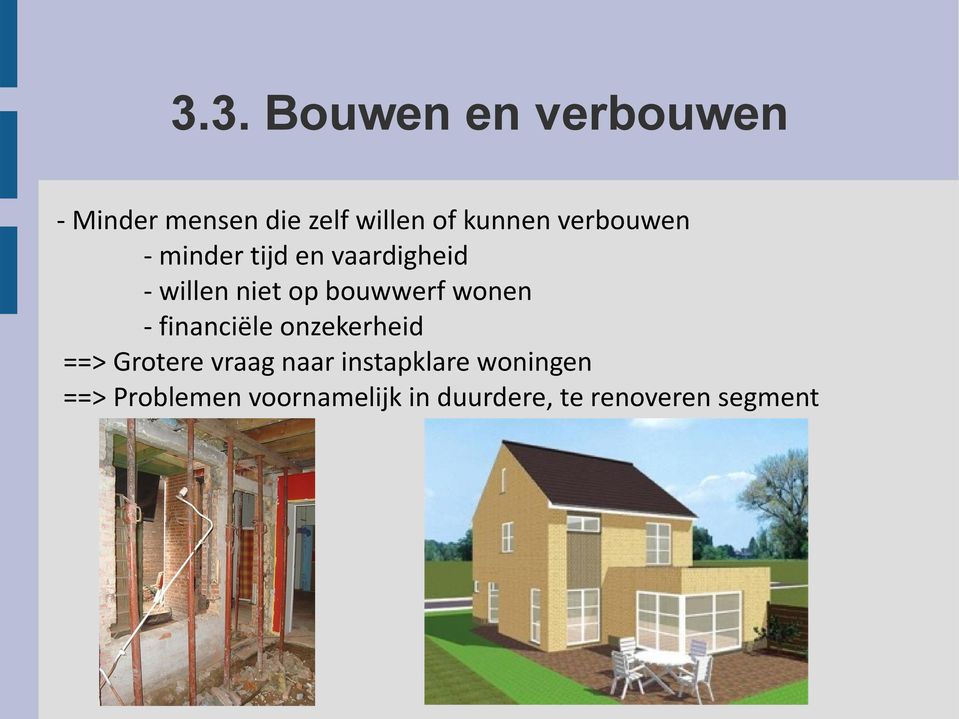 wonen - financiële onzekerheid ==> Grotere vraag naar instapklare