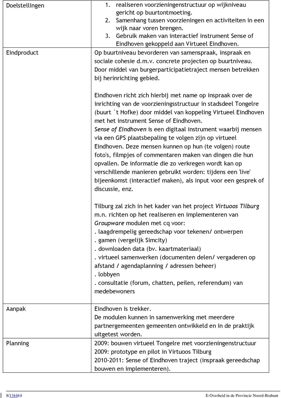 Door middel van burgerparticipatietraject mensen betrekken bij herinrichting gebied.