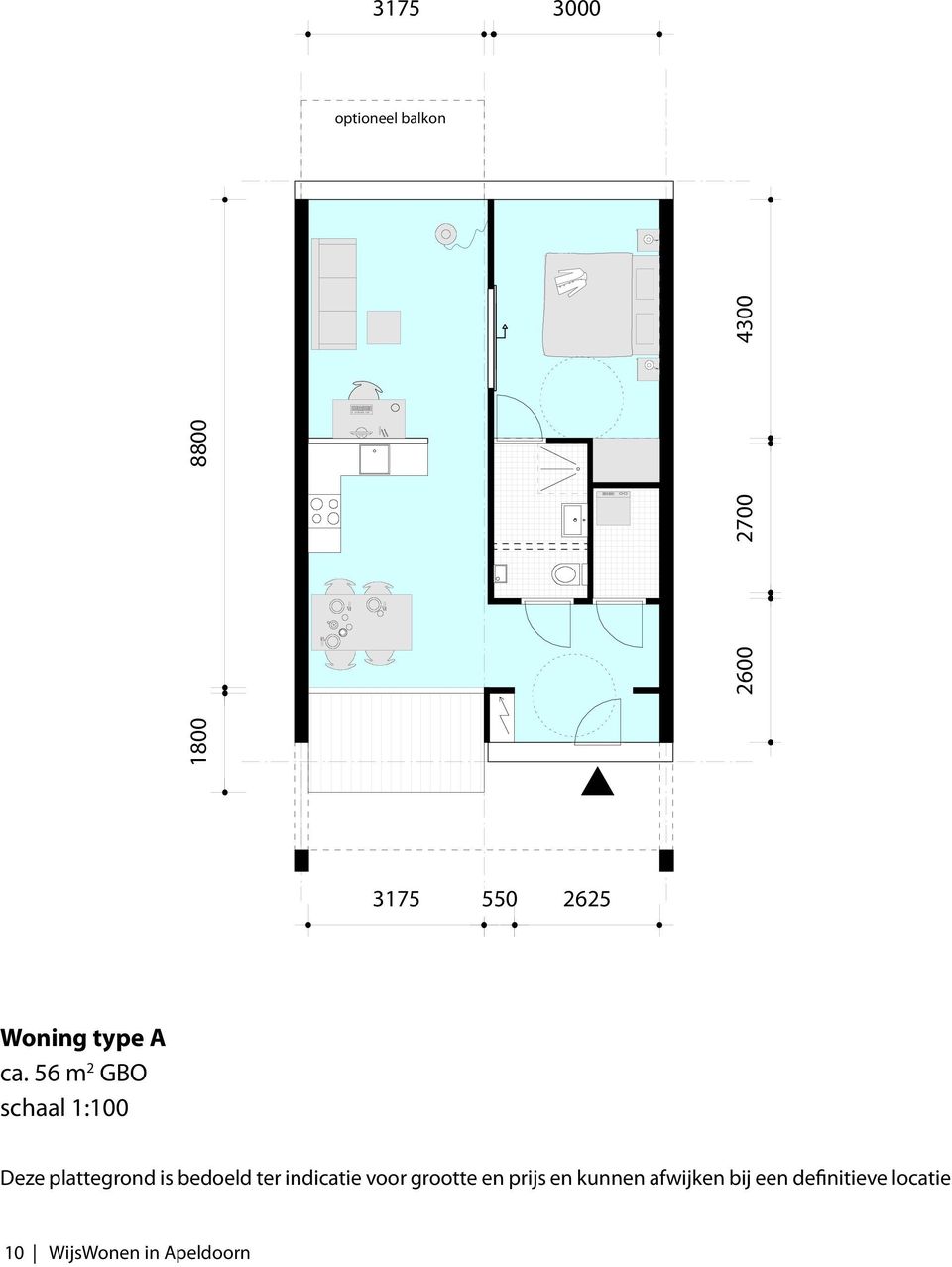 56 m 2 GBO schaal 1:100 Deze plattegrond is bedoeld ter