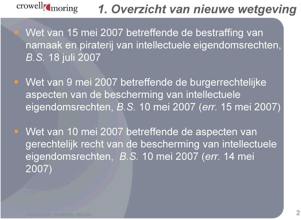 18 juli 2007 Wet van 9 mei 2007 betreffende de burgerrechtelijke aspecten van de bescherming van  10 mei 2007 (err.