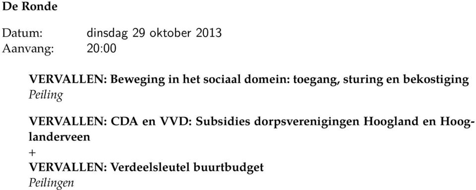 CDA en VVD: Subsidies dorpsverenigingen Hoogland en