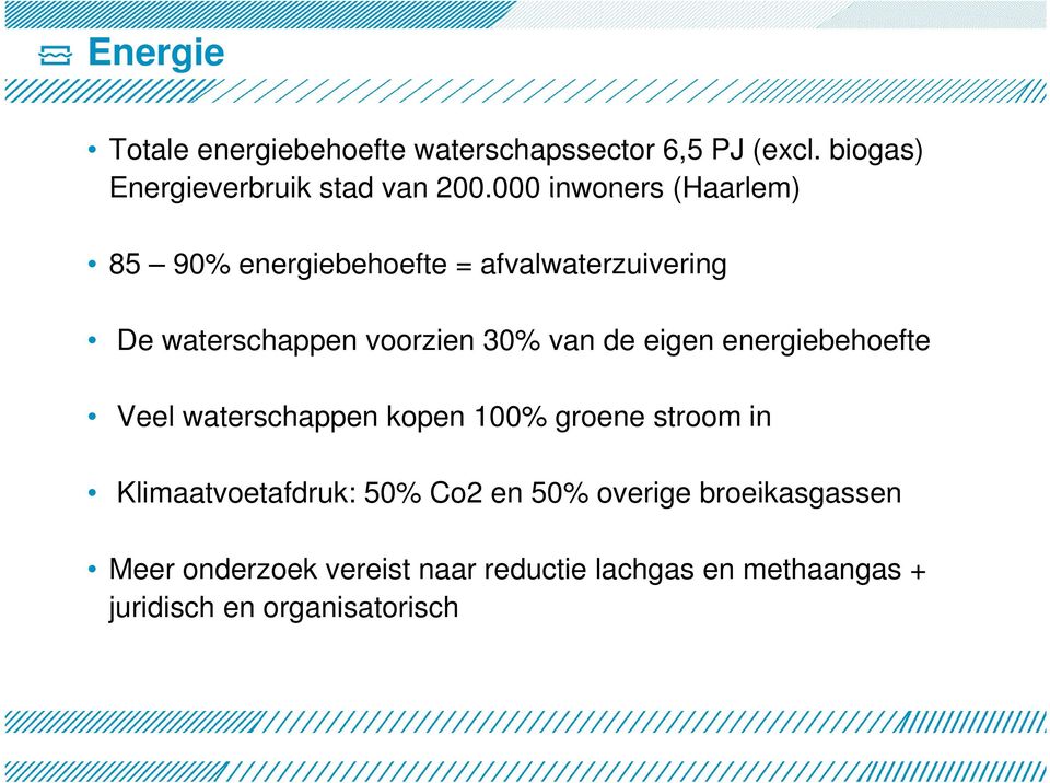 eigen energiebehoefte Veel waterschappen kopen 100% groene stroom in Klimaatvoetafdruk: 50% Co2 en 50%