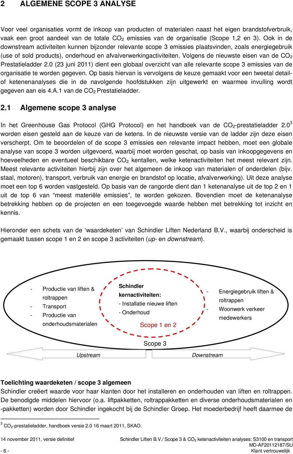 Volgens de nieuwste eisen van de CO 2 Prestatieladder 2.0 (23 juni 2011) dient een globaal overzicht van alle relevante scope 3 emissies van de organisatie te worden gegeven.