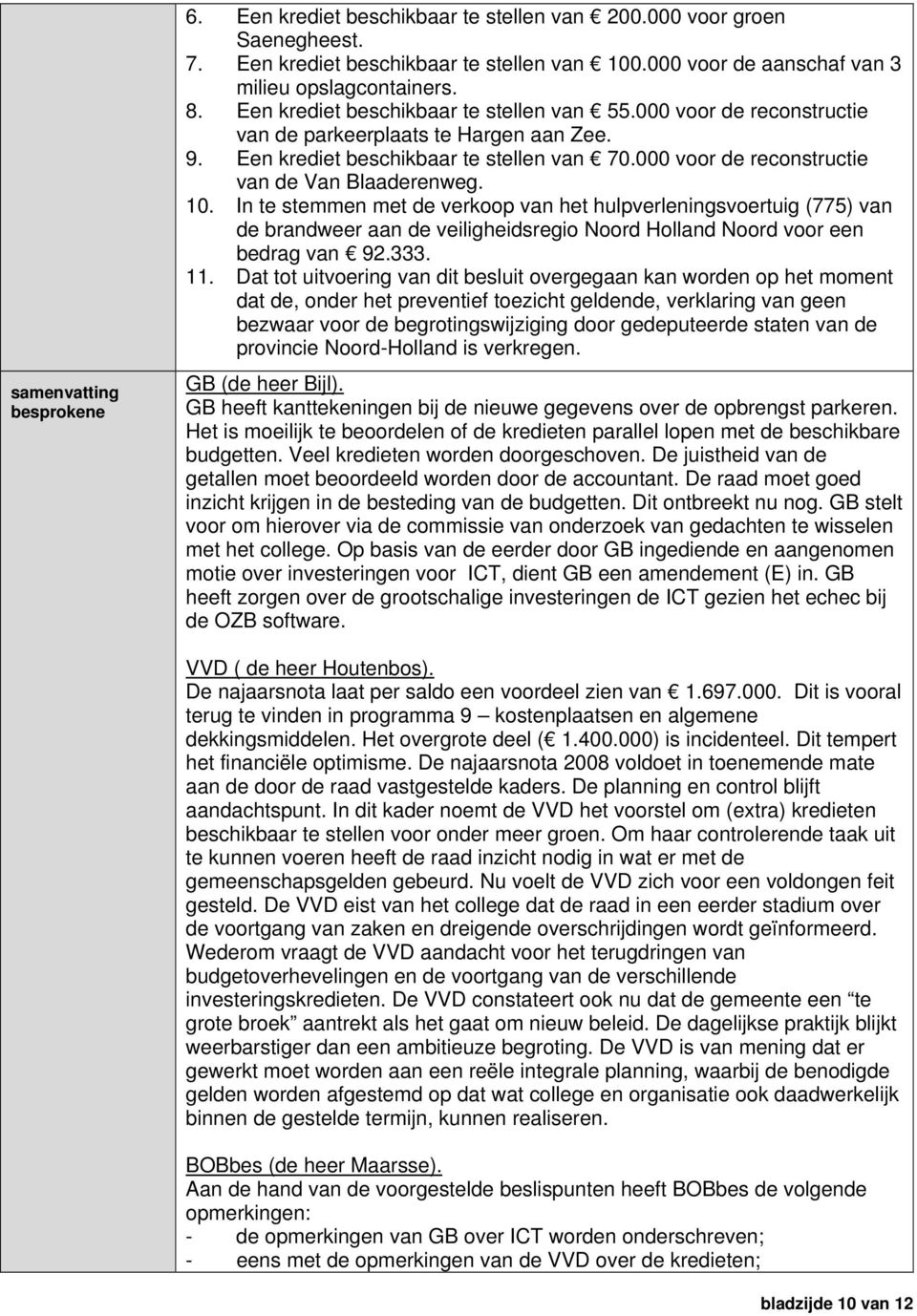 000 voor de reconstructie van de Van Blaaderenweg. 10.