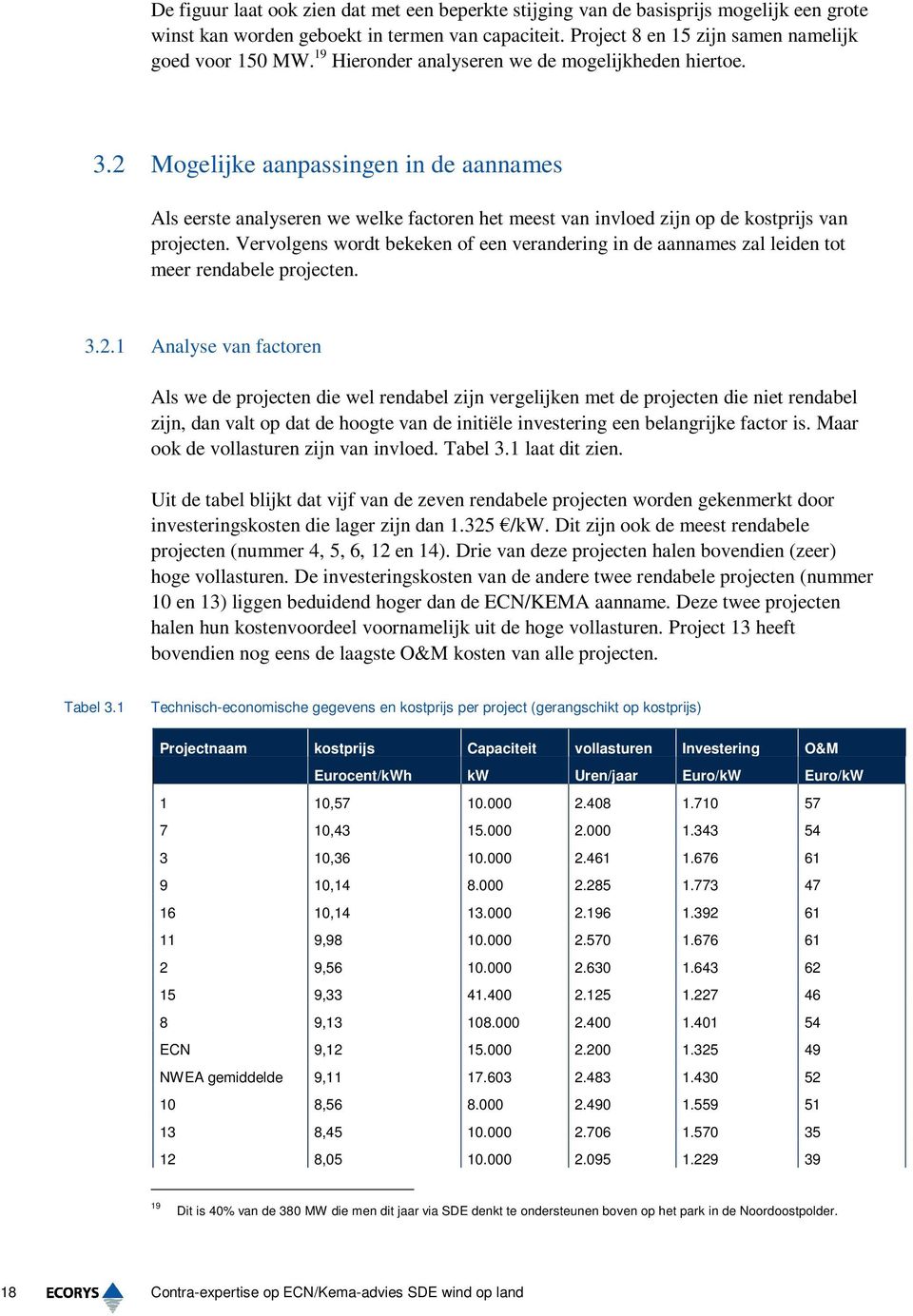 Vervolgens wordt bekeken of een verandering in de aannames zal leiden tot meer rendabele projecten. 3.2.