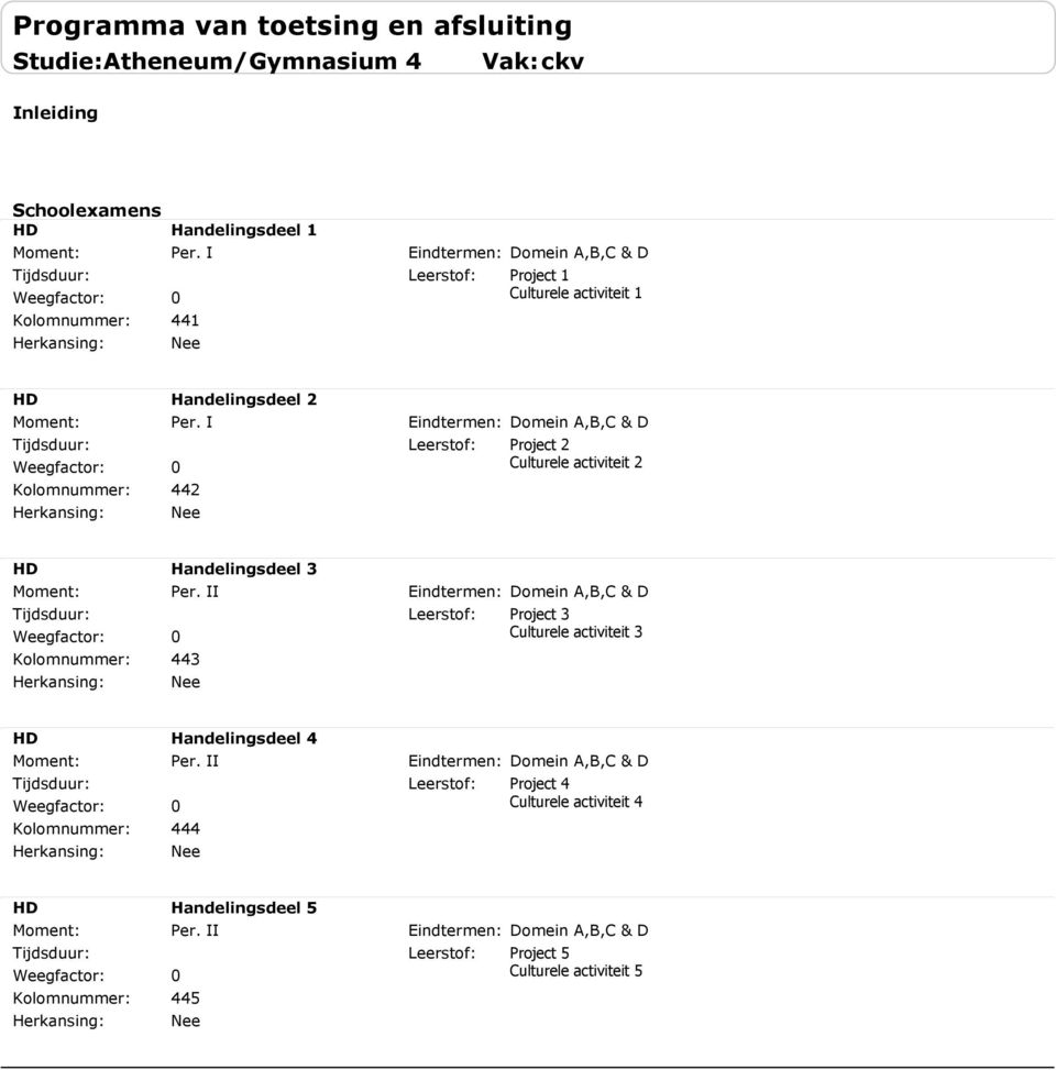 443 Domein A,B,C & D Project 3 Culturele activiteit 3 HD Handelingsdeel 4 0 444 Domein A,B,C & D