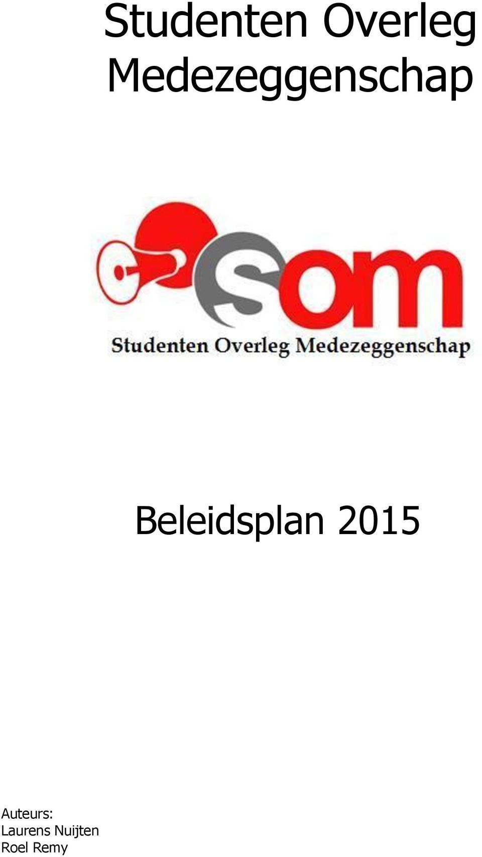 Beleidsplan 2015