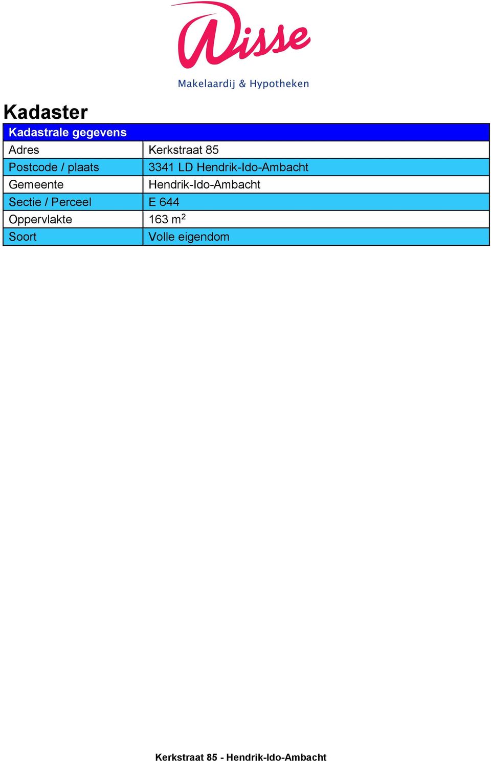 E 644 Oppervlakte 163 m 2 Soort 3341 LD