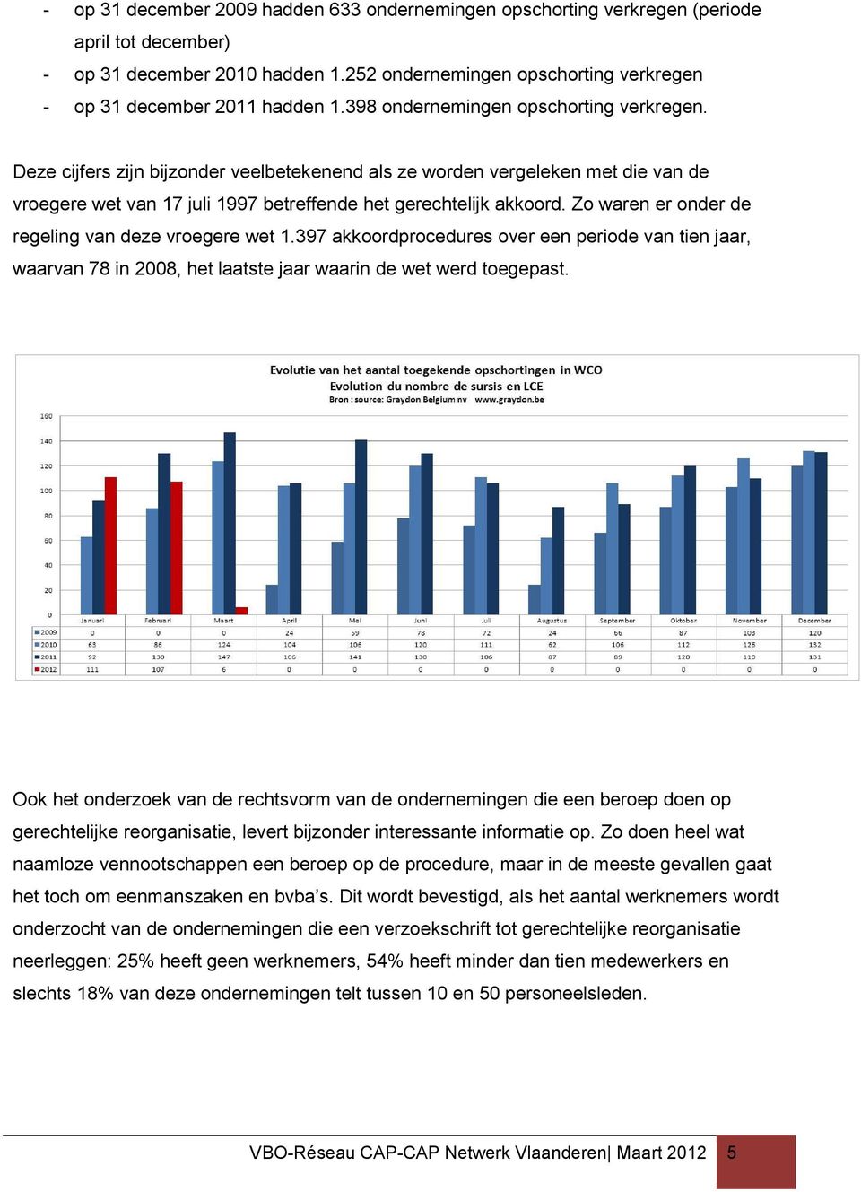 Zo waren er onder de regeling van deze vroegere wet 1.397 akkoordprocedures over een periode van tien jaar, waarvan 78 in 2008, het laatste jaar waarin de wet werd toegepast.