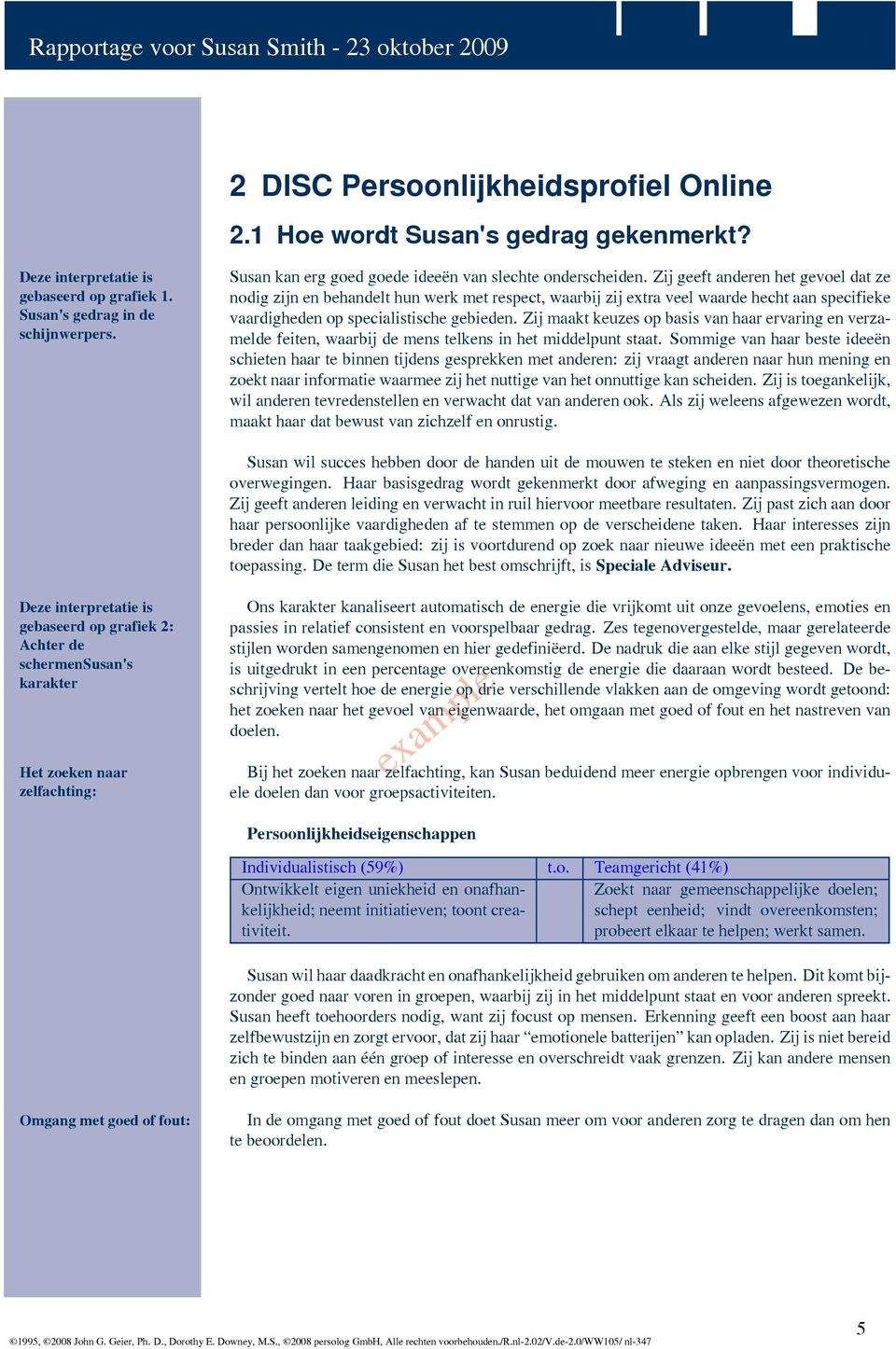 Zij geeft anderen het gevoel dat ze nodig zijn en behandelt hun werk met respect, waarbij zij extra veel waarde hecht aan specifieke vaardigheden op specialistische gebieden.