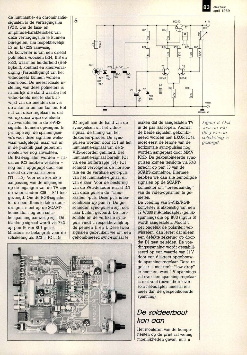 De meest ideale instelling van deze potmeters is natuurlijk die stand waarbij het video-beeld niet te sterk afwijkt van de beelden die via de antenne binnen komen.