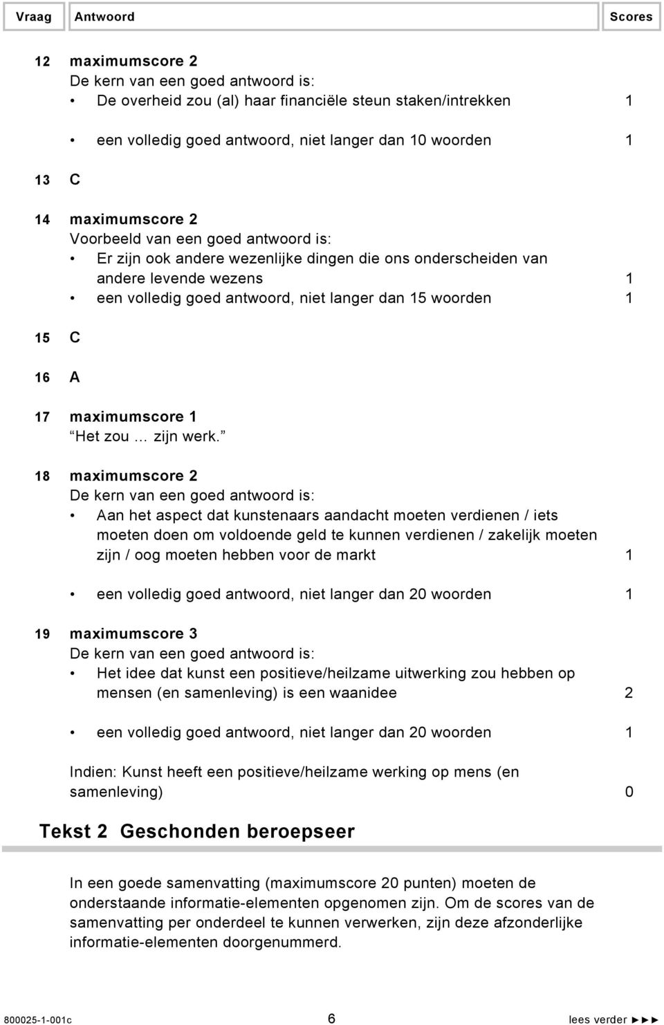 15 C 16 A 17 maximumscore 1 Het zou zijn werk.