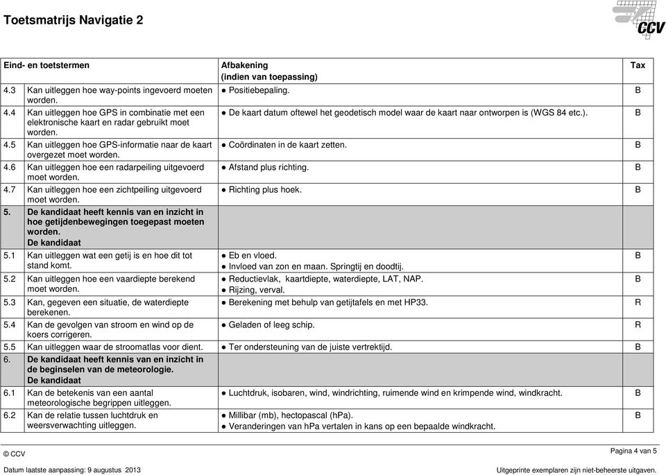 heeft kennis van en inzicht in hoe getijdenbewegingen toegepast moeten 5.1 Kan uitleggen wat een getij is en hoe dit tot stand komt. 5.2 Kan uitleggen hoe een vaardiepte berekend 5.