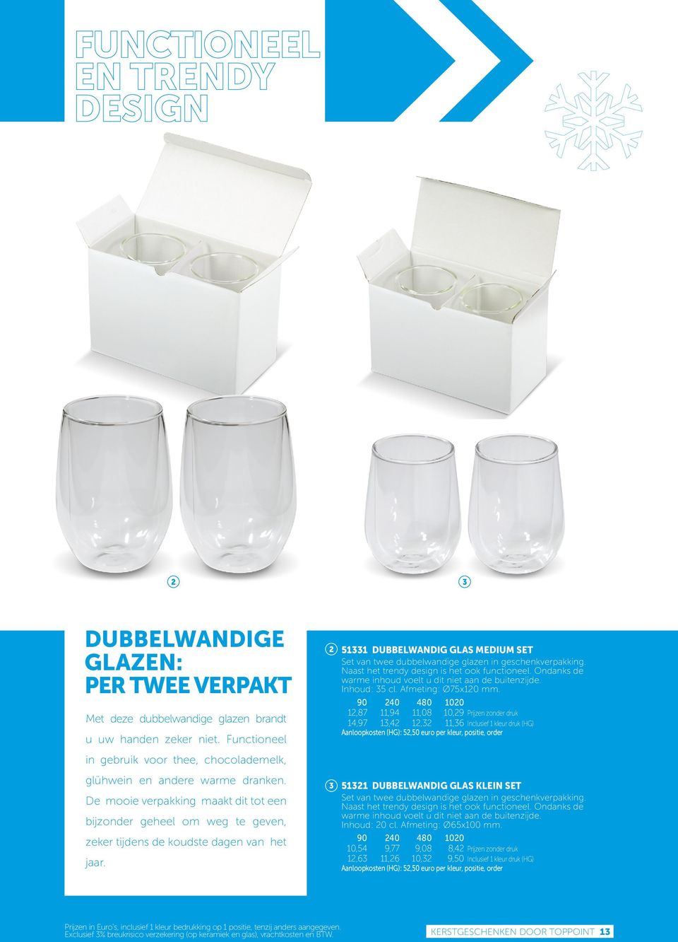 3 51331 DUBBELWANDIG GLAS MEDIUM SET Set van twee dubbelwandige glazen in geschenkverpakking. Naast het trendy design is het ook functioneel.