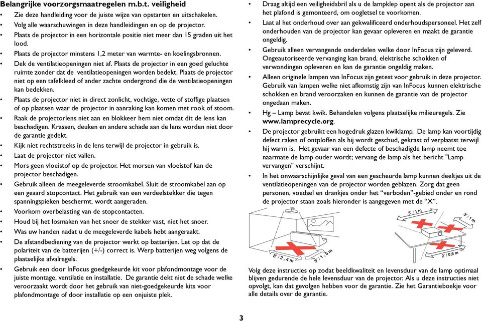 Plaats de projector in een goed geluchte ruimte zonder dat de ventilatieopeningen worden bedekt.