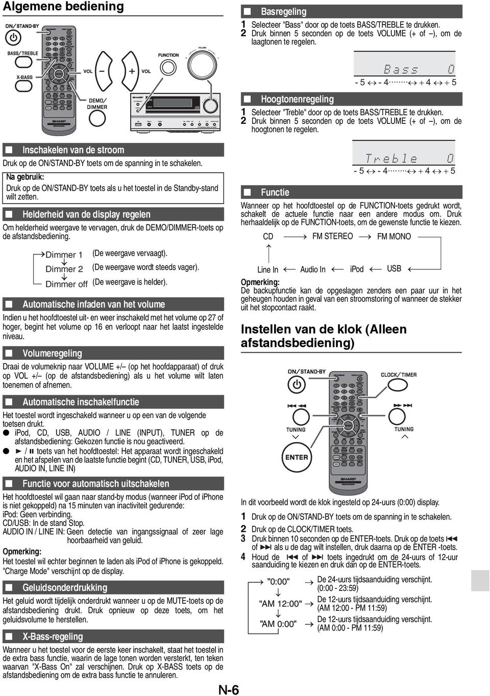 Inschakelen van de stroom Druk op de ON/STAND-BY toets om de spanning in te schakelen. Na gebruik: Druk op de ON/STAND-BY toets als u het toestel in de Standby-stand wilt zetten.