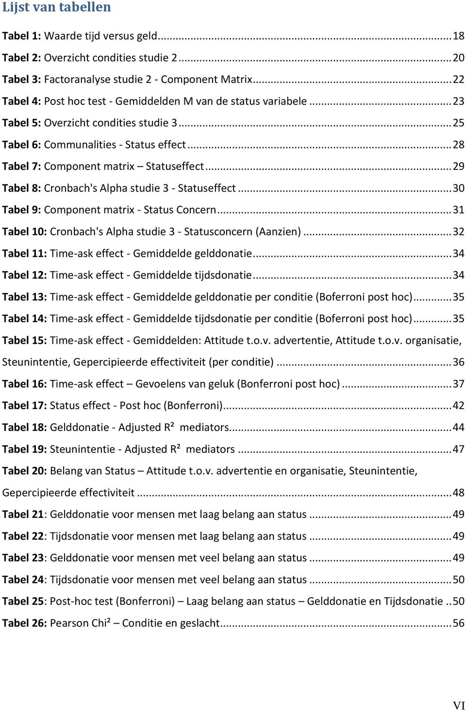 .. 28 Tabel 7: Component matrix Statuseffect... 29 Tabel 8: Cronbach's Alpha studie 3 - Statuseffect... 30 Tabel 9: Component matrix - Status Concern.