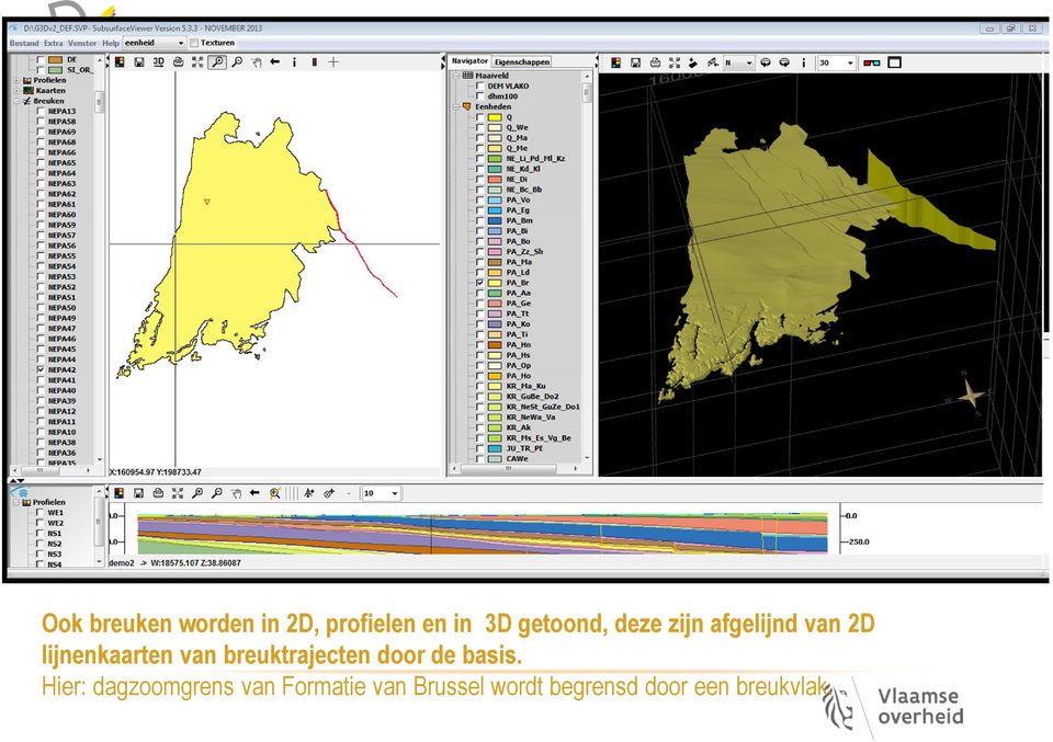 van breuktrajecten door de basis.