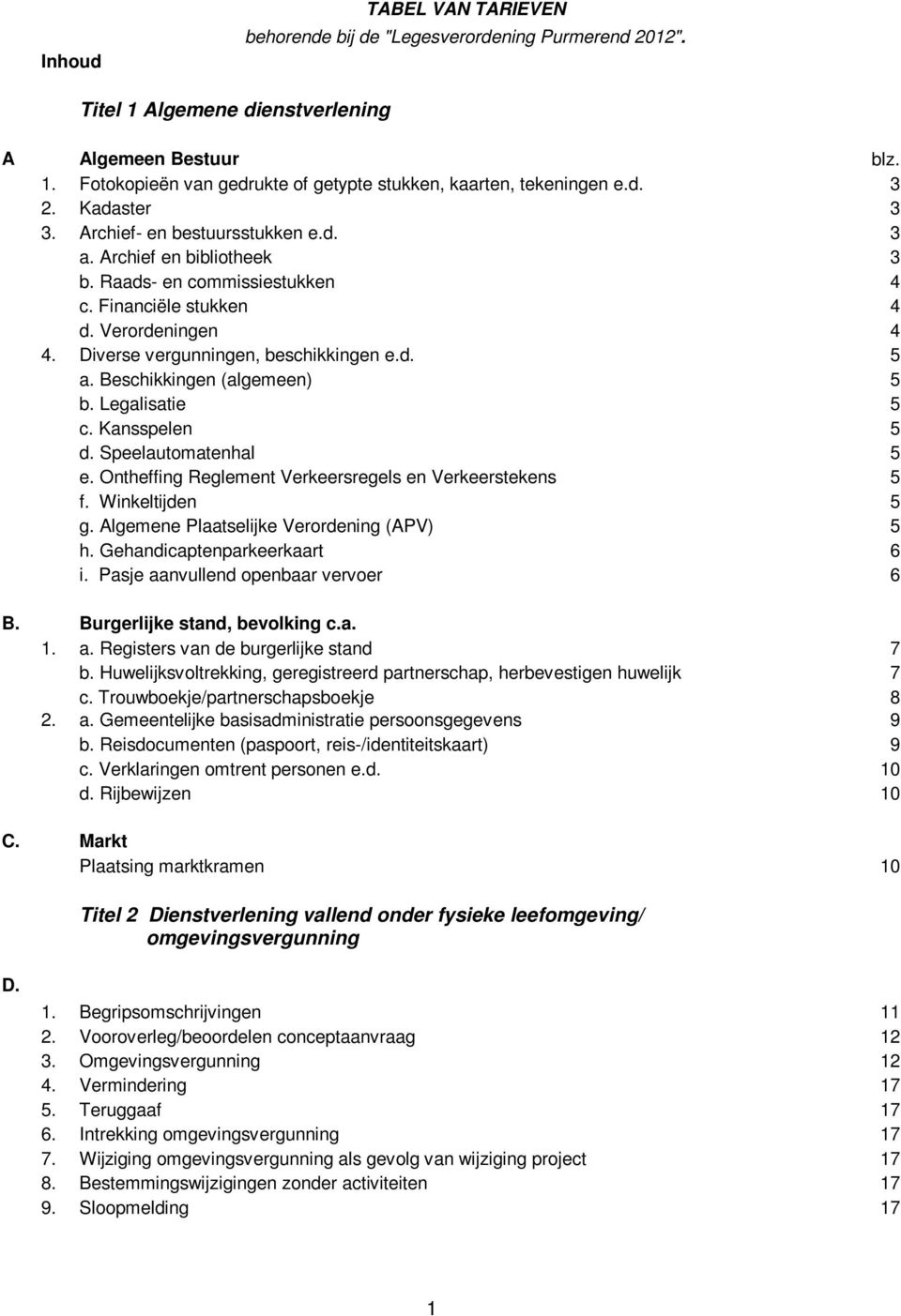 Diverse vergunningen, beschikkingen e.d. 5 a. Beschikkingen (algemeen) 5 b. Legalisatie 5 c. Kansspelen 5 d. Speelautomatenhal 5 e. Ontheffing Reglement Verkeersregels en Verkeerstekens 5 f.