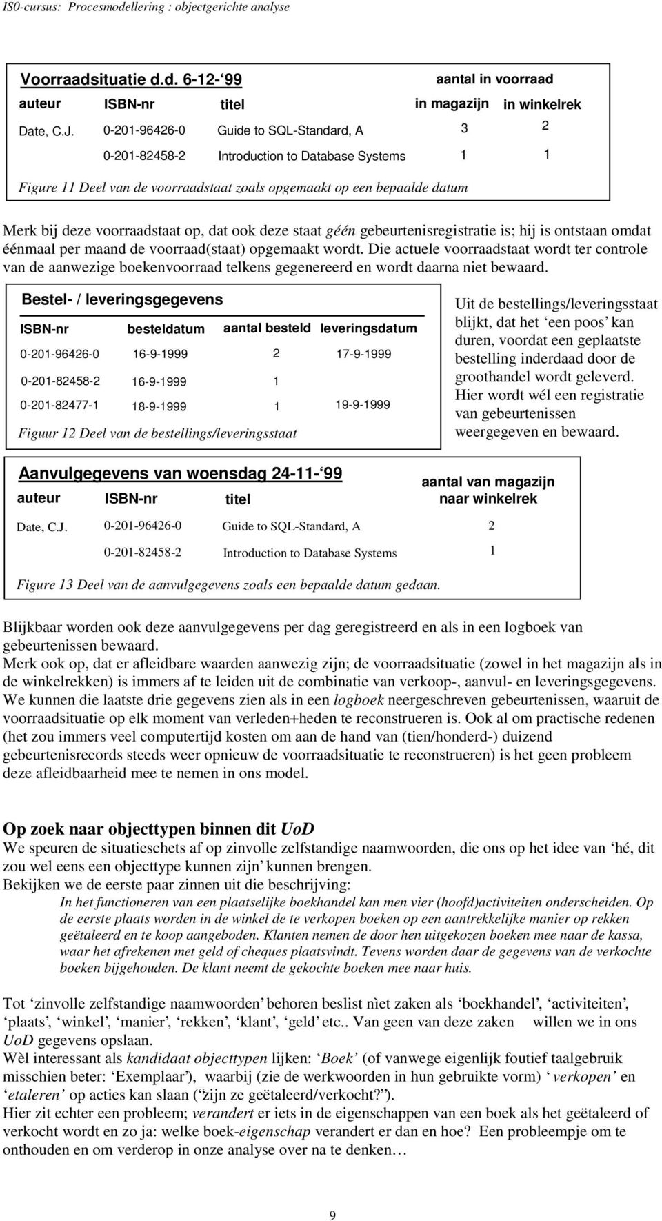 Merk bij deze voorraadstaat op, dat ook deze staat géén gebeurtenisregistratie is; hij is ontstaan omdat Figuur 8 éénmaal per maand de voorraad(staat) opgemaakt wordt.