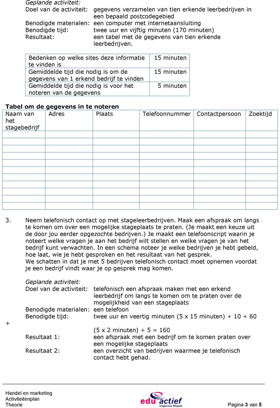 Bedenken op welke sites deze informatie te vinden is Gemiddelde tijd die nodig is om de gegevens van 1 erkend bedrijf te vinden Gemiddelde tijd die nodig is voor het noteren van de gegevens 5 minuten