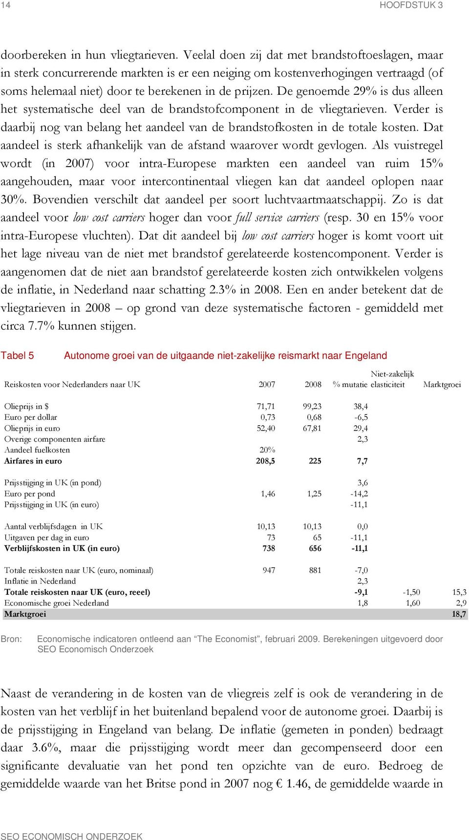 De genoemde 29% is dus alleen het systematische deel van de brandstofcomponent in de vliegtarieven. Verder is daarbij nog van belang het aandeel van de brandstofkosten in de totale kosten.