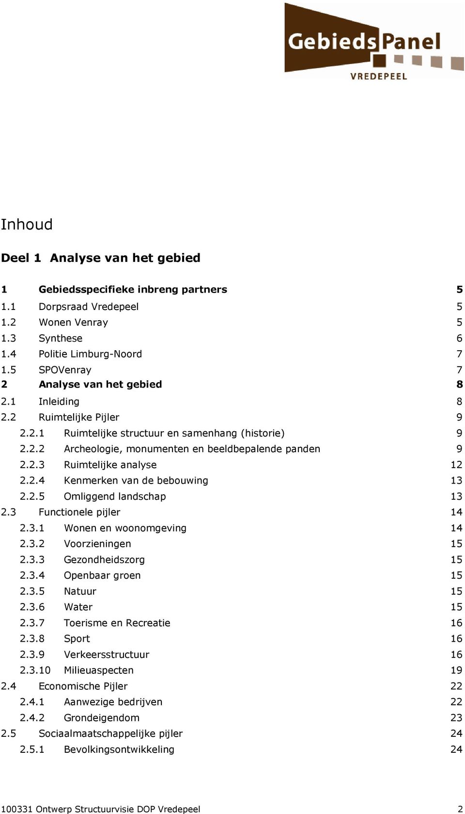 2.4 Kenmerken van de bebouwing 13 2.2.5 Omliggend landschap 13 2.3 Functionele pijler 14 2.3.1 Wonen en woonomgeving 14 2.3.2 Voorzieningen 15 2.3.3 Gezondheidszorg 15 2.3.4 Openbaar groen 15 2.3.5 Natuur 15 2.