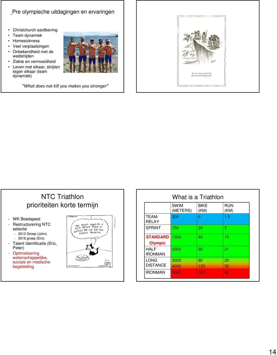 selectie - 2012 Groep (John) - 2016 groep (Eric) - Talent identificatie (Eric, Peter) - Optimalisering wetenschappelijke, sociale en medische begeleiding TEAM- RELAY What is