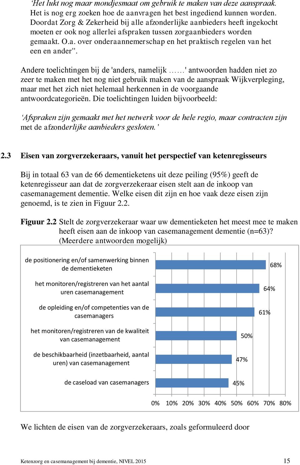 Andere toelichtingen bij de 'anders, namelijk ' antwoorden hadden niet zo zeer te maken met het nog niet gebruik maken van de aanspraak Wijkverpleging, maar met het zich niet helemaal herkennen in de